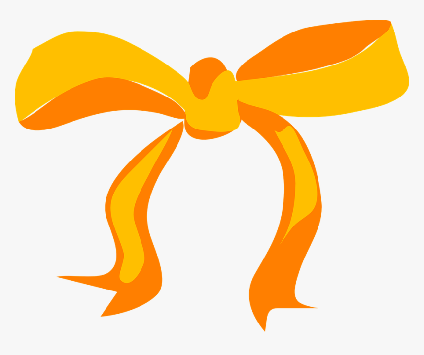 Bow, Yellow, Present, Gift, Holiday, Celebration - Gift Ribbon Orange Png, Transparent Png, Free Download