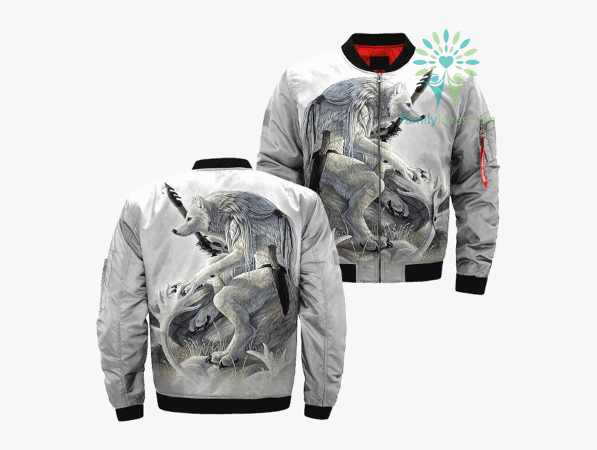 The White Wolf American Native Over Print Bomber Jacket - Dream Catcher On Jacket, HD Png Download, Free Download