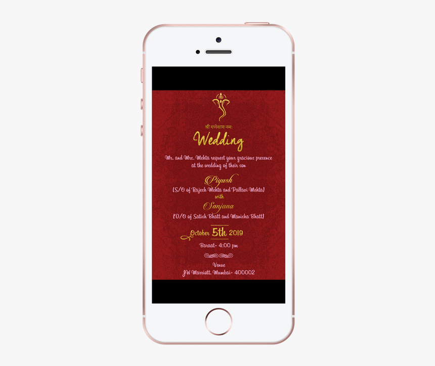 Traditional Hindu Wedding E-invitation Card - Iphone, HD Png Download, Free Download