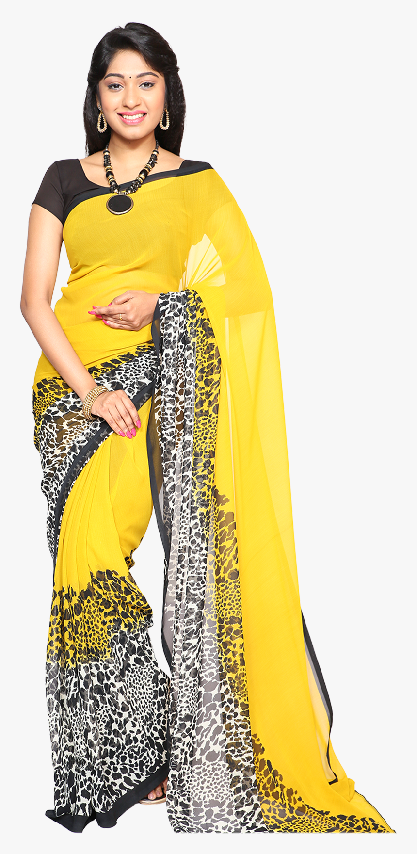 Clip Art Transparent Rachana Georgette Collections - Model With Saree Png, Png Download, Free Download