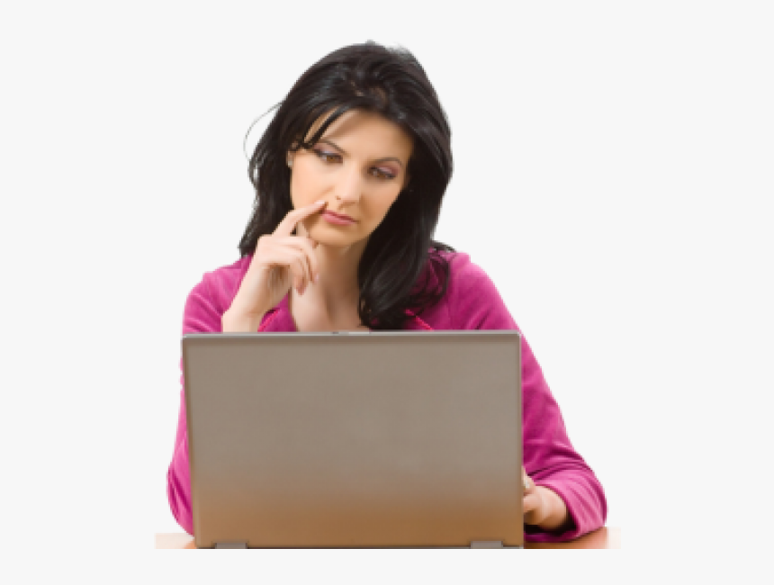 Thinking Woman Png Free Download - Woman Thinking Computer Png, Transparent Png, Free Download