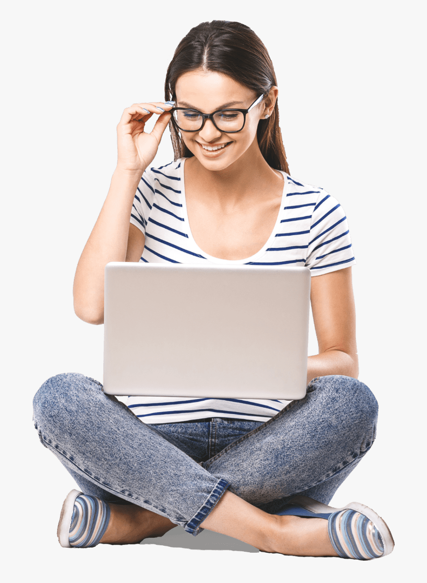 Girl On Laptop - Girl Sitting With Laptop Png, Transparent Png, Free Download