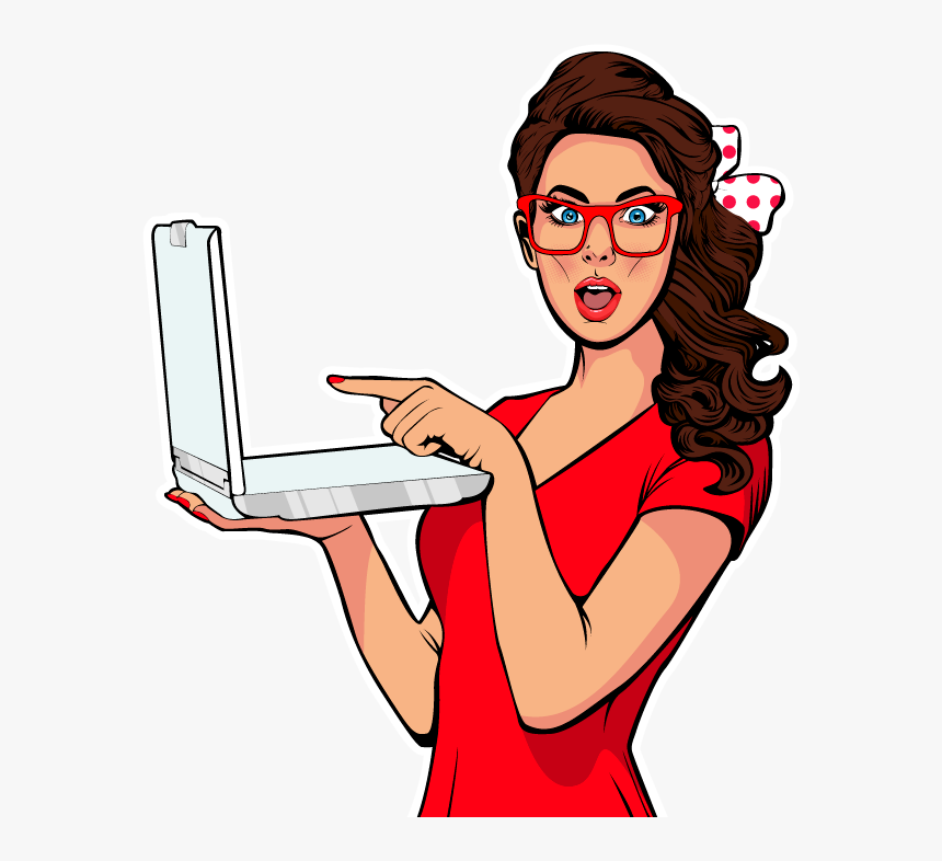 Pop Art Girl On Laptop , Png Download - Pop Art Girl With Laptop, Transparent Png, Free Download