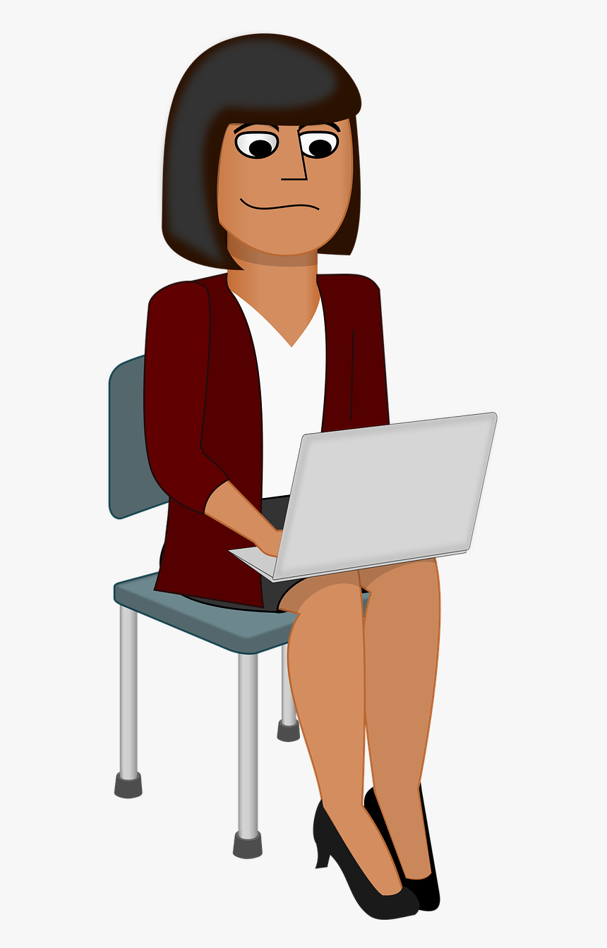 Woman Using Laptop Cartoon, HD Png Download, Free Download