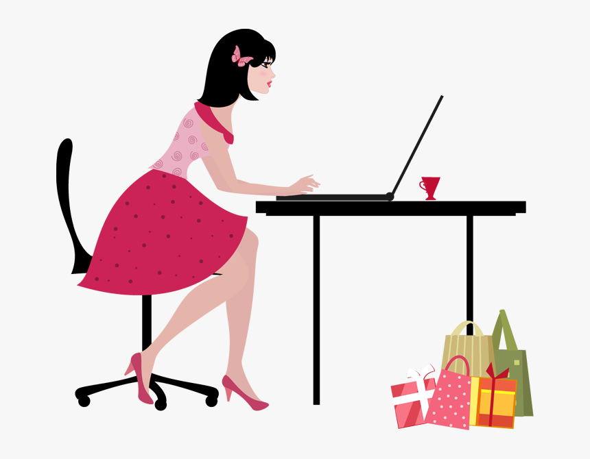 Laptop Clipart Pretty Lady - Stay Home And Shop Online, HD Png Download, Free Download