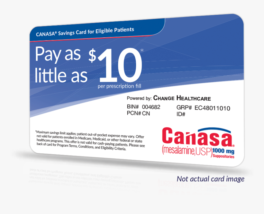 Canasa Saving Card - Mesalamine 1000 Mg Suppository, HD Png Download, Free Download