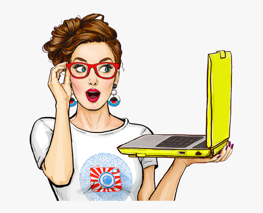 Girl With Laptop Illustration, HD Png Download - kindpng