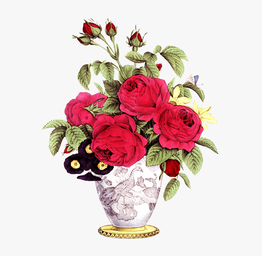 Transparent Bunch Of Flowers Png - Rose Flower Vase Drawing, Png Download, Free Download
