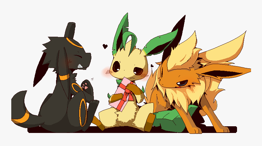 Flareon, Leafeon, And Umbreon Drawn By Shin (aru0921) - Umbreon Leafeon And Flareon, HD Png Download, Free Download