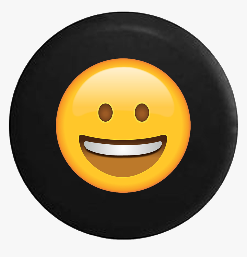 Grinning Smiling Text Emoji Face Eyes Open - Happy Emoji Black Background, HD Png Download, Free Download