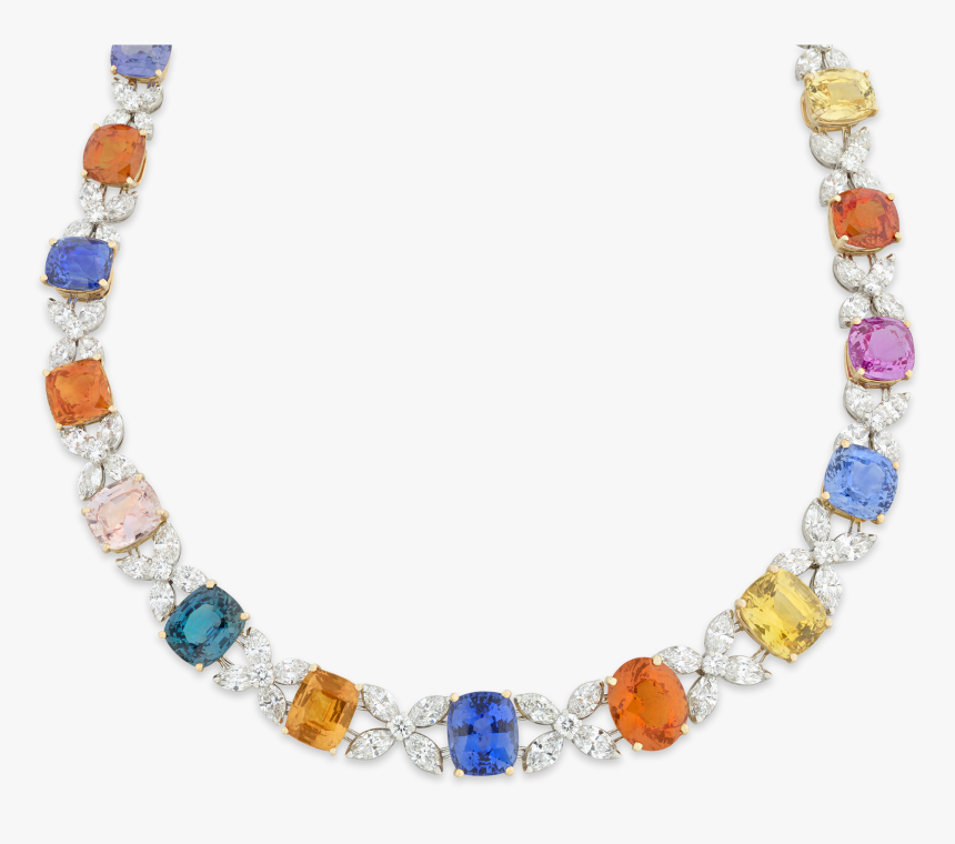 Multi-color Sapphire Necklace By Oscar Heyman,, HD Png Download, Free Download