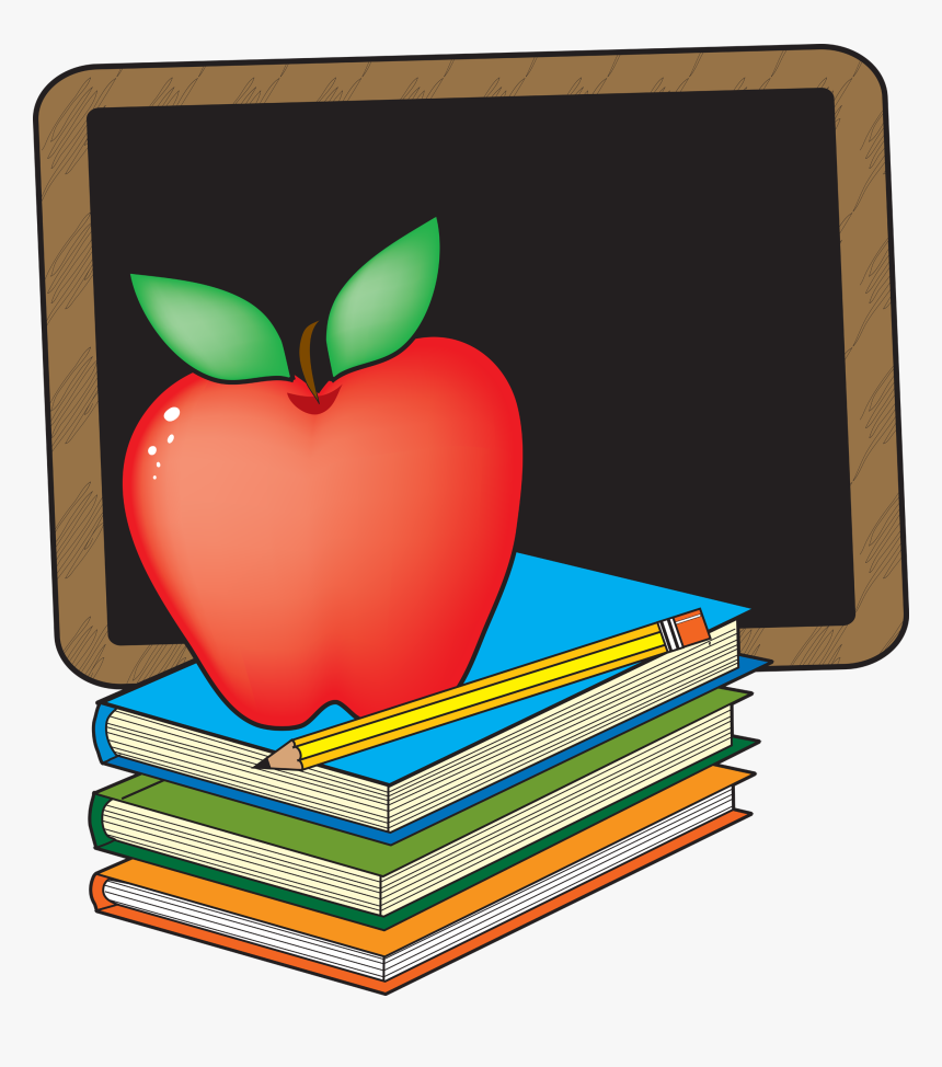 Clip Art Apple And Books School Clipart The Cliparts, HD Png Download, Free Download