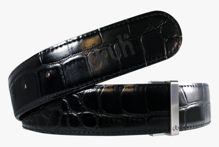 Black Crocodile Textured Leather Belt, HD Png Download, Free Download