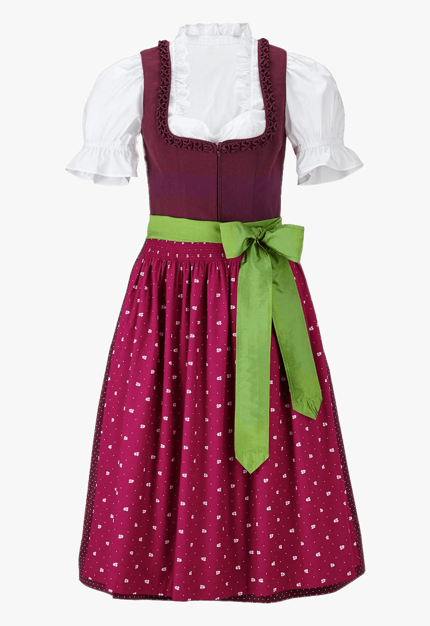 Red Dirndl Dress With Green Belt Clip Arts, HD Png Download, Free Download