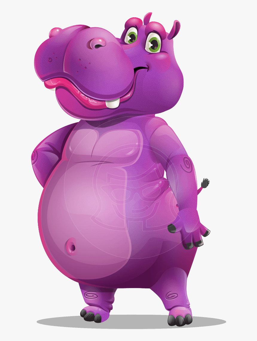 Purple Hippo Cartoon Character, HD Png Download, Free Download
