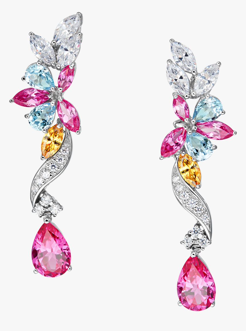 Georgette Floral Drop Pink Earrings, HD Png Download, Free Download