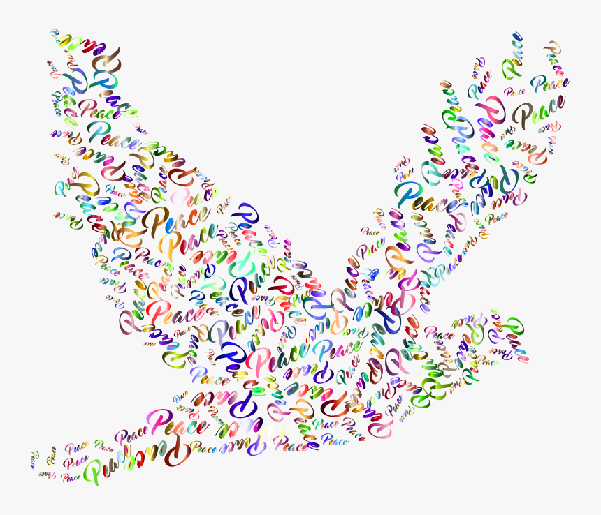 Prismatic Flying Peace Dove Typography 4 No Background, HD Png Download, Free Download