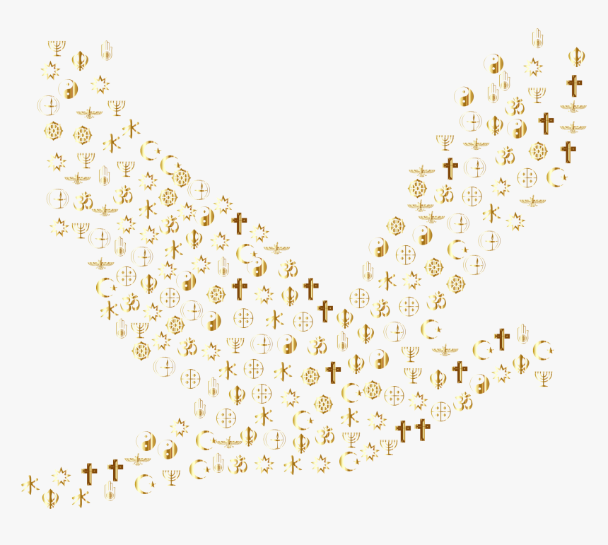 Gold World Religions Peace Dove No Background Clip, HD Png Download, Free Download
