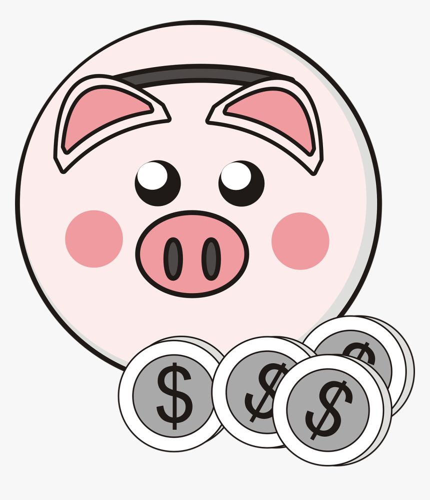 Piggy Bank 4 Coins Clipart, HD Png Download, Free Download