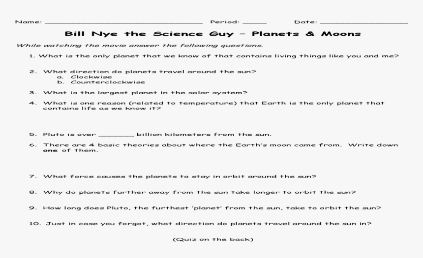 Bill Nye - Planets Moons - Nyeplanets Moons - Pdfwhat, HD Png Download, Free Download
