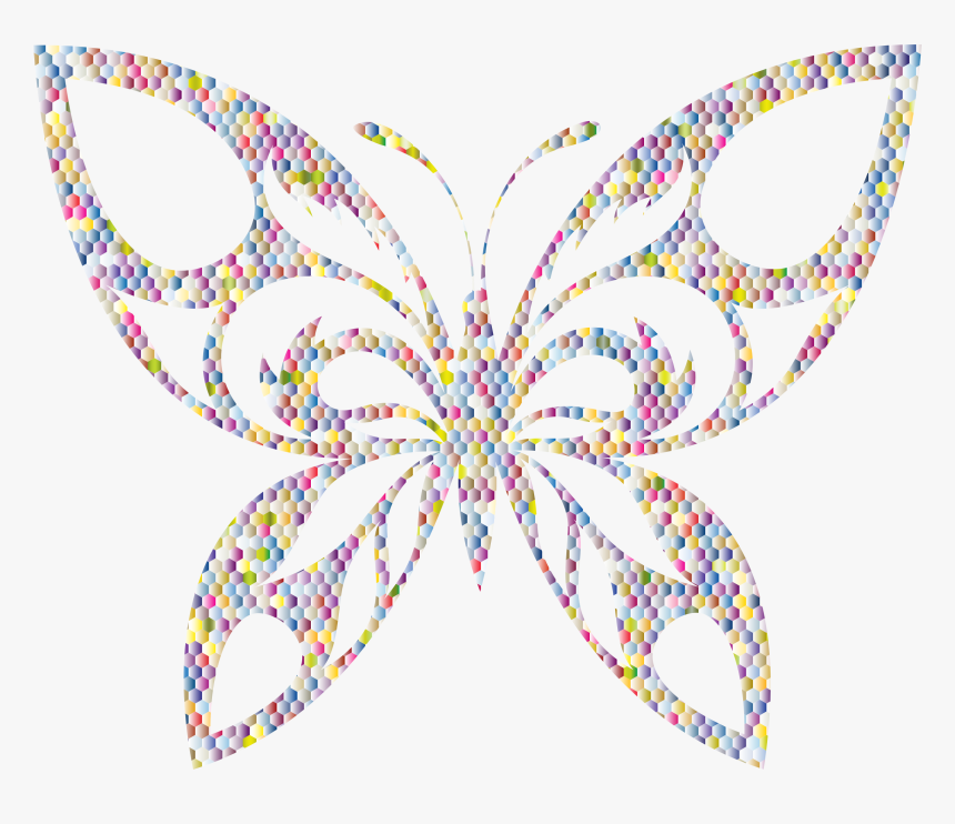 Pastel Prismatic Hexagonal Tribal Butterfly Silhouette, HD Png Download, Free Download