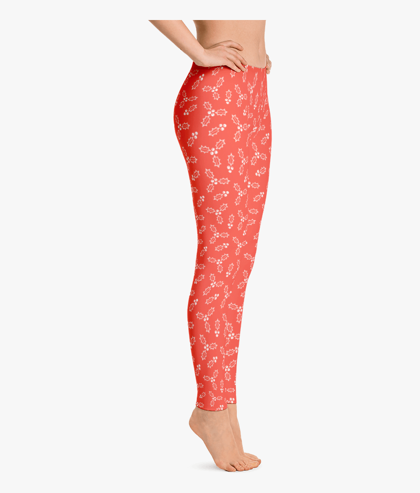 Red & White Christmas Holly Leggings"
 Class=, HD Png Download, Free Download