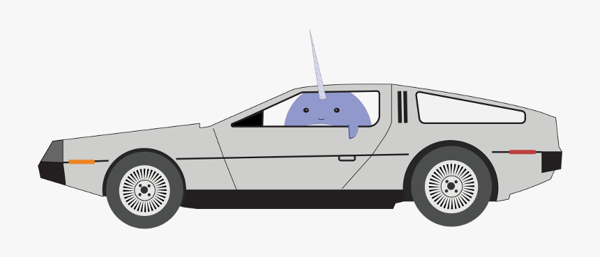Nellie The Narwhal In The Back To The Future Delorean, HD Png Download, Free Download