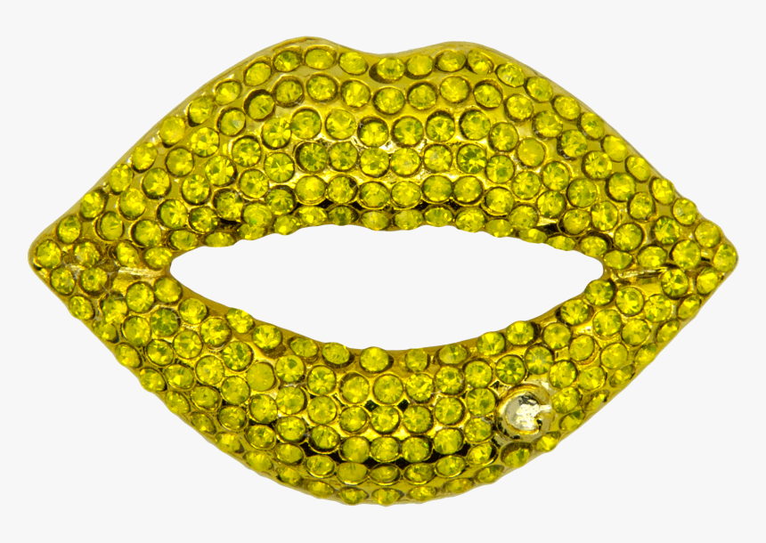 Rhinestone Lips Pin, Gold, HD Png Download, Free Download