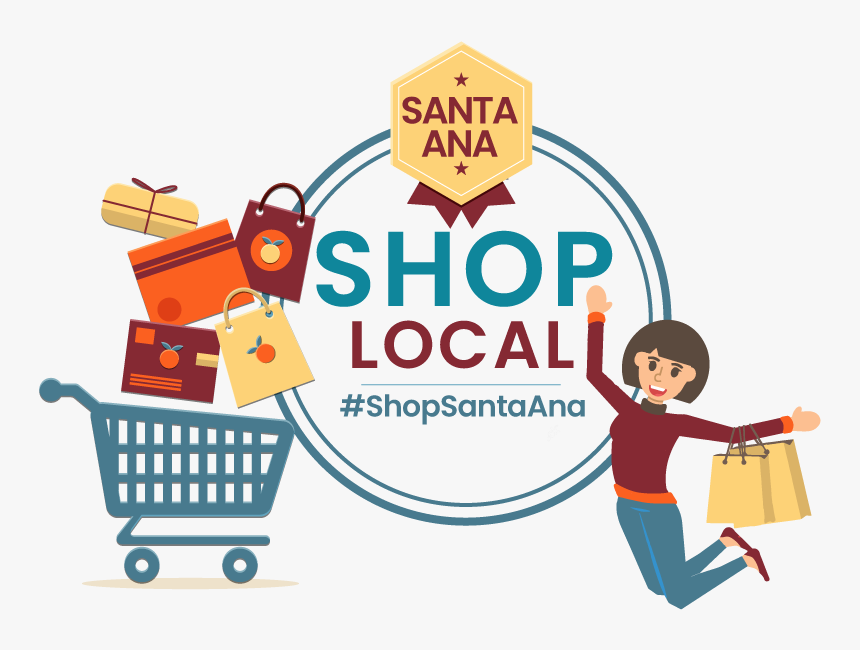 Santa Ana Shop Local Logo, Shopping Cart, Bags, Woman, HD Png Download, Free Download