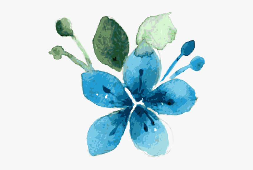 Clip Art Blue Flowers Watercolor, HD Png Download, Free Download