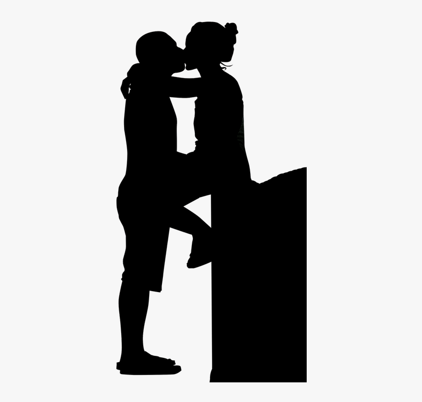 Sitting, Silhouette, Couple, Woman, Female, Kiss, HD Png Download, Free Download