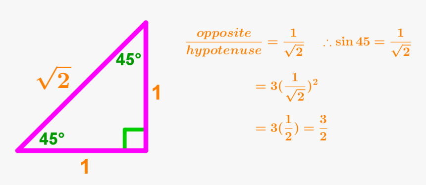 45 45 90 Special Right Triangle Depicting Special Ratios, HD Png Download, Free Download