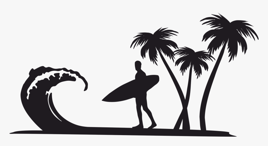 Clip Art Openclipart Surfing Palm Trees Desktop Wallpaper, HD Png Download, Free Download