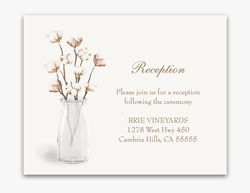 Rustic Cotton Theme Wedding Reception Insert Card, HD Png Download, Free Download