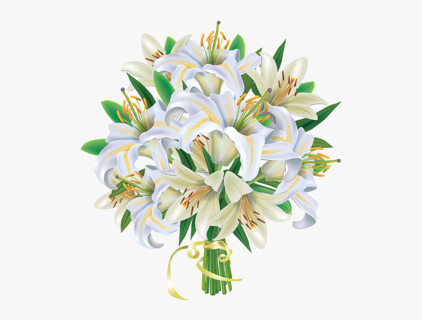 White Lilies Flowers Bouquet Png Clipart Image, Transparent Png, Free Download