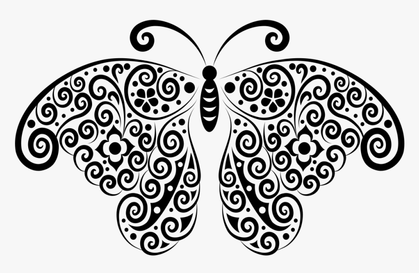 Floral Flourish Butterfly Silhouette, HD Png Download, Free Download