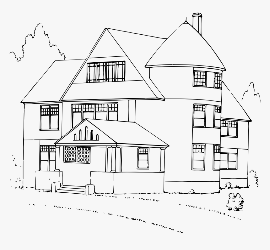 Haunted House Clipart Outline, HD Png Download, Free Download