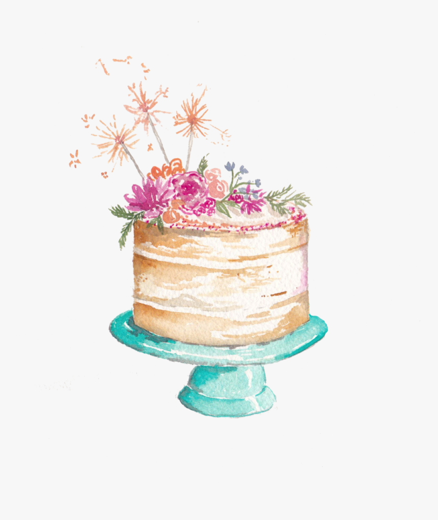 Icing Sugar Watercolor Wedding Cake Frosting Hummingbird, HD Png Download, Free Download