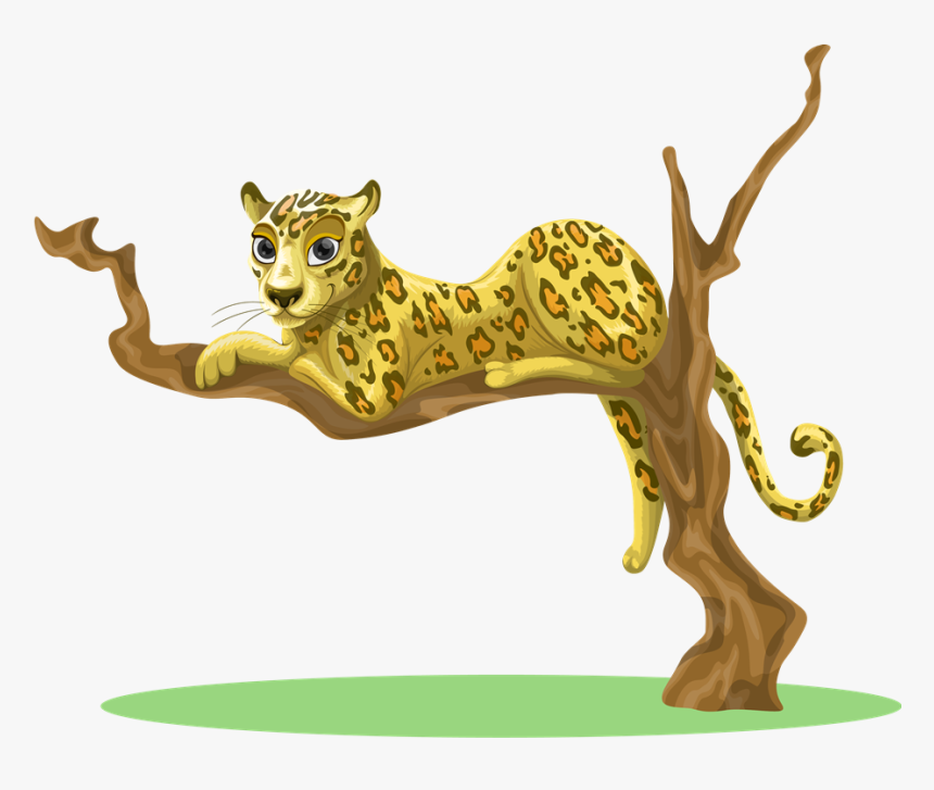 Free To Use & Public Domain Leopard Clip Art - Leopard Sitting On Tree Cartoon, HD Png Download, Free Download