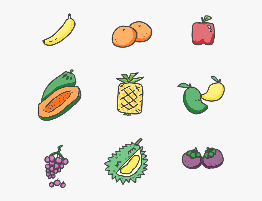 Fruits, Banana, Orange, Apple, Papaya, Pineapple, Mango, HD Png Download, Free Download