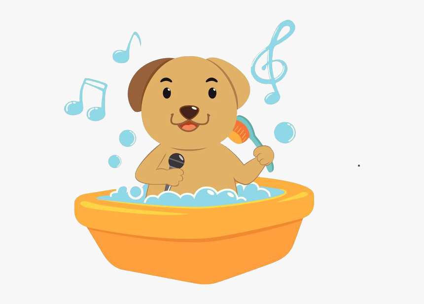 Clip Art Dog In A Bathtub - Dog Cartoon Sing, HD Png Download, Free Download