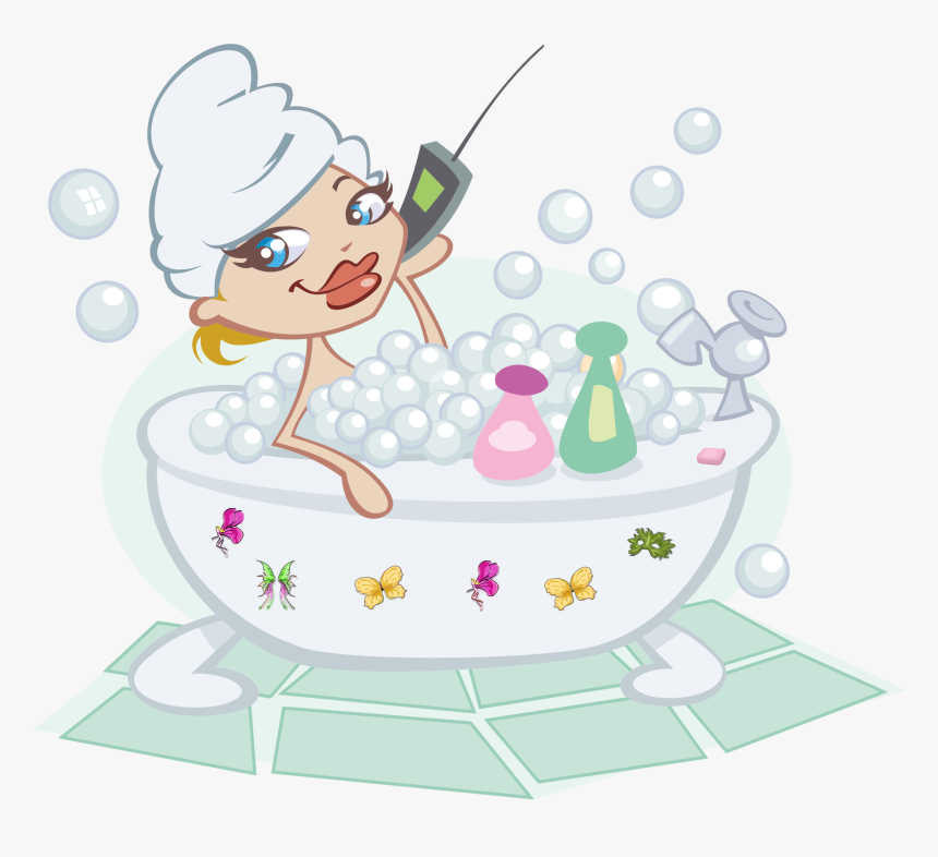 Bubble Bathing Bathtub Salts - Woman In Bubble Bath Clipart, HD Png Download, Free Download