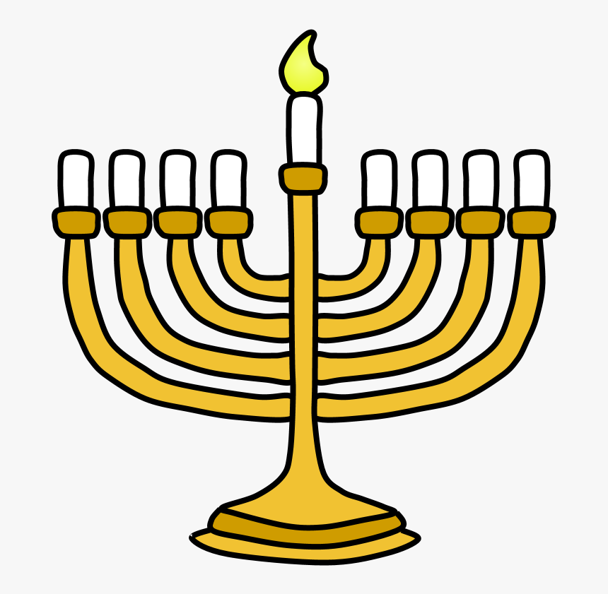 Menorah, Hanukkah, Yellow, Gold, Shamash Candle Lit - Menorah, HD Png Download, Free Download