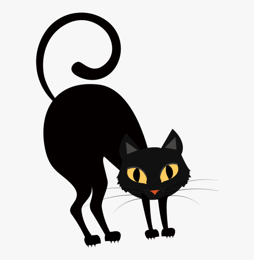 Black Cat A Little Horror Dark Night Clipart Animal - Cartoon Black Cat Png, Transparent Png, Free Download