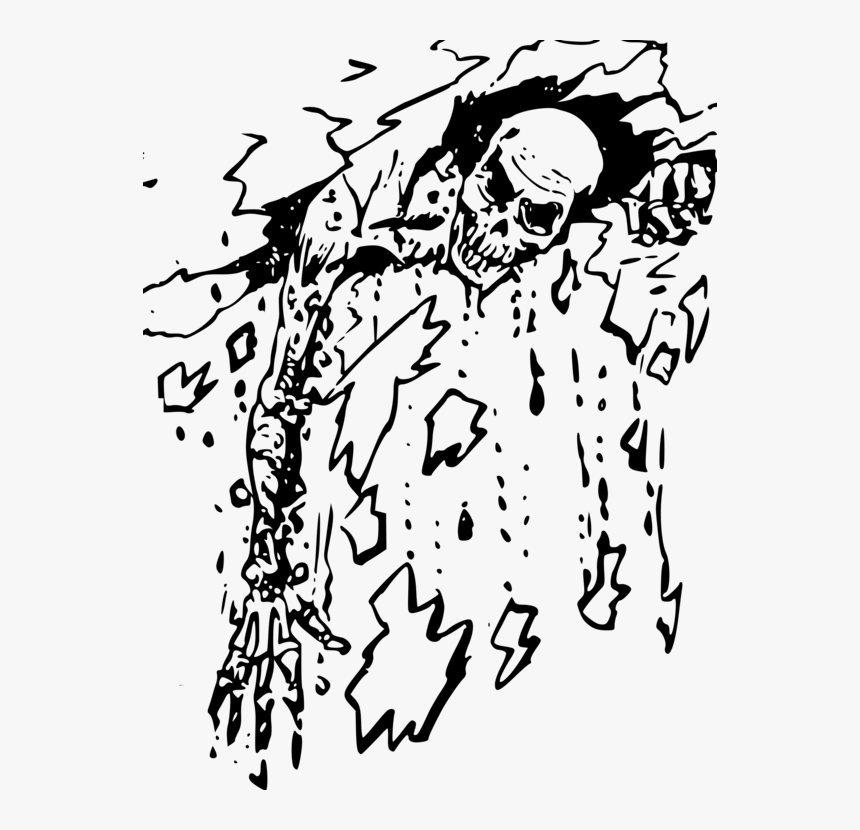 Zombie Black And White Drawing Visual Arts Horror - Black And White Horror Art, HD Png Download, Free Download
