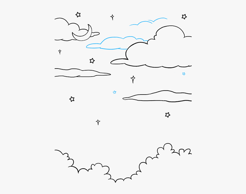 Ночное небо рисунок легко
