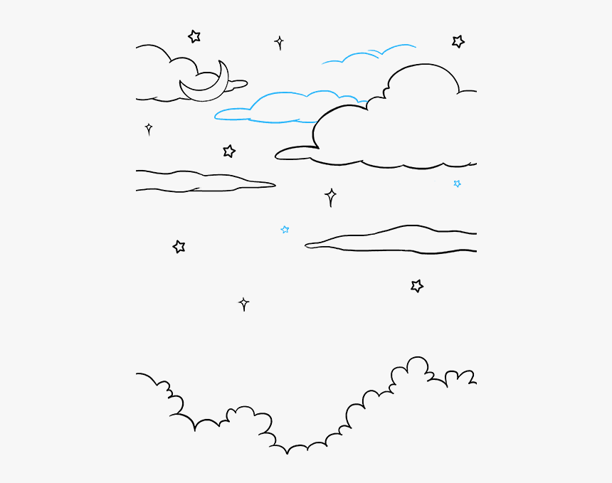 Simple Night Sky Drawing, HD Png Download, Free Download