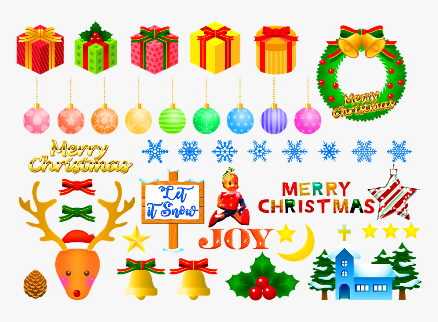 Christmas, Elf On A Shelf, Holly, Reindeer, Presents - クリスマス 飾り イラスト 無料, HD Png Download, Free Download