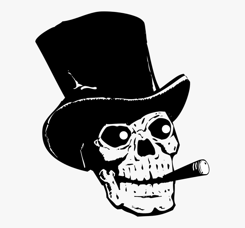 Skull, Top Hat, Silhouette, Black, Artwork, Cartoon - Skull With Hat Tran.....
