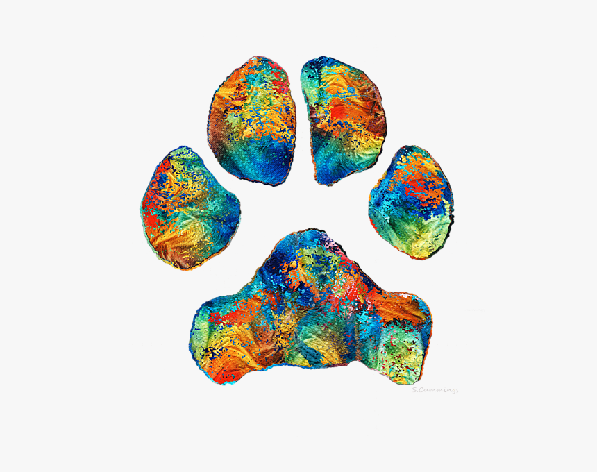 Colorful Dog Paw Print By Sharon Cummings, HD Png Download, Free Download